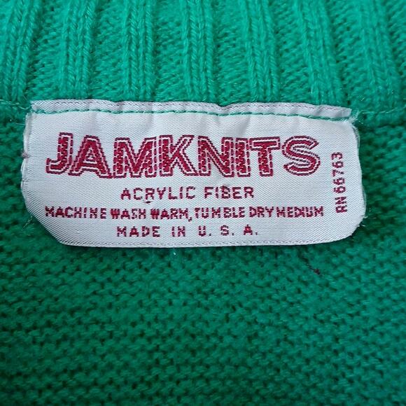 Vintage Jamknits Green Sweater Three Quarter Sleeves Acrylic - Picture 2 of 5
